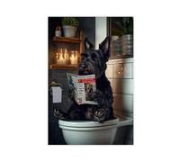 BNCEDJK Scottish Terrier on The Toilet Canvas Poster Bedroom Decor Landscape Decor Gift 12x18inch(30x45cm)