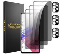 BNCHI 3 pieces for Samsung Galaxy A53 for tempered glass privacy screen and 3 pieces camera protection, 28° anti-spy, anti-fingerprint, bubble-free 9H full screen screen protector