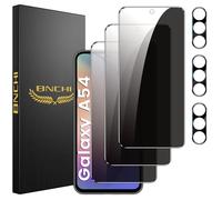 BNCHI 3 pieces for Samsung Galaxy A54 for tempered glass privacy screen and 3 pieces camera protection, 28° anti-spy, anti-fingerprint, bubble-free 9H full screen protector 7