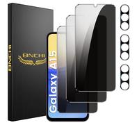BNCHI Pack of 3 for Samsung Galaxy A15 for Tempered Glass Privacy Screen and 3 Pieces Camera Protection, 28° Anti-Spy, Anti Fingerprint, Bubble-Free 9H Full Screen Screen Protector 2