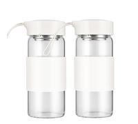 BNCWCQZ Small Glass Shaker Bottle, 2 Pack 16oz BPA Free Odorless Shaker Bottle with 304SS Mixing Ball and Removable Cleaning Brush for Fitness & Protein Shakes(White-2Pack)