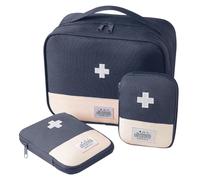 Bncxdc 3 Pieces First Aid Bag Empty, Medicine Travel Storage Bag, 3 Size Small/Large Portable Waterproof Oxford Fabric Material Medical Bag, for Outdoor Camping Home Work Survival Kit (Dark Blue)