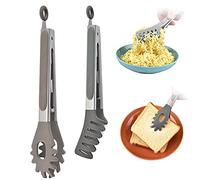 Bncxdc Kitchen Tongs, 2PCS Cooking Tongs for Kitchen, BBQ Tongs Set, Heat-Resistant Temperature Stainless Steel Spaghetti Spoon Server Noodle Spoon Food Serving Tong for Kitchen Cooking Baking Tools