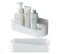 Bncxdc Shower Shelf, 2-Piece Plastic Shower Caddy, Self-Adhesive Bathroom Shelf Holder, Heavy Duty, for Bathroom Shampoo with 2 Clear Adhesive Stickers (White)