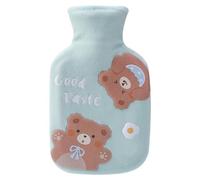 Bncxdc Small Hot Water Bottle, 350ml Hot Water Bag, Durable Rubber Mini Bear Water Bag with Removable Cloth Cover, Strong Sealing, for Keep Warm Hands, Neck, Back, Abdomen and Waist (Bear-Green)