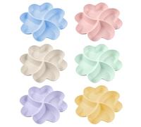 Bncxdc Snack Tray, 6 Pcs Trays with 4 Sections, Multi-Purpose Compartment Tray, Serving Platters for Parties, Reusable Plastic Serving Trays for Snacks Fruit Nibbles Dessert Candies Nuts, 6 Color