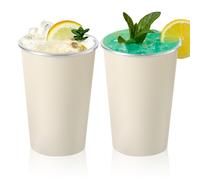 Bncxdc Stainless Steel Tumbler, Stainless Steel Cup, 2pcs Reusable Metal Beer Cups, BPA Free Mug Stackable Metal Cup, for Camping, Picnic, Home, Kids and Adults, 17oz/500ml (White)