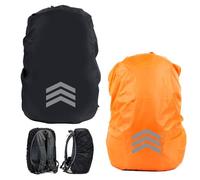 Bncxdc Waterproof Backpack Cover, 2 Pieces Rucksack Rain Covers, 18-30L Backpack Cover, Waterproof Rucksack Cover with Reflective, Suitable for Hiking, Cycling, Camping (Orange + Black)