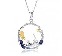 BNCXMO 0.84Ct Natural Blue Sapphire Pendant Necklace Jewelry for Women