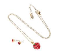 BNCXMO 1 Set Necklace Earrings Set Necklace Straberry Jewelry Women Jewelry Girl Earrings Clavicle Chain Fruit Pattern Eardrop Festive Ear Pendant Ear Dangle Stainless Steel Red