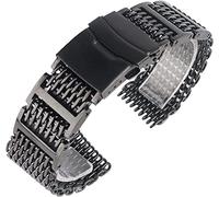 BNCXMO 20/22/24mm Mesh Stainless Steel Strap Black Watch Strap Replacement Bracelet