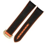 BNCXMO 20 mm 22 mm Rubber Nylon Silicone Watch Strap for Omega GMT Planet Ocean Diver 300 Curved End Orange Watch Strap (-)