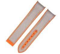BNCXMO 20 mm 22 mm Rubber Nylon Silicone Watch Strap for Omega GMT Planet Ocean Diver 300 Curved End Orange Watch Strap (-)