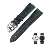 BNCXMO 20mm 21mm 22mm Black Brown Blue Genuine Leather Watchband Fit for Jaeger LeCoultre MASTER Cowhide Watch Strap Accessories (Color : 10mm Gold Clasp, Size : 20mm)