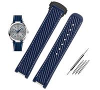 BNCXMO 20mm Curved End Metal Silicone Watch Strap for Omega 300 Aqua Terra AT150 8900 Bracelet + Tool(,)