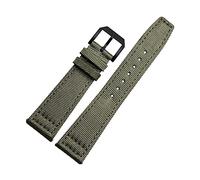 BNCXMO 20mm Watch Straps for IWC Pilot Portuguese Portofino Nylon Canvas Watch Bands Green Blue Gray Black Watchbands Straps Bracelets (Color : Green-Silvery, Size : 20mm)