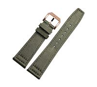 BNCXMO 20mm Watch Straps for IWC Pilot Portuguese Portofino Nylon Canvas Watch Bands Green Blue Gray Black Watchbands Straps Bracelets (Color : Green-Silvery, Size : 20mm)