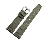 BNCXMO 20mm Watch Straps for IWC Pilot Portuguese Portofino Nylon Canvas Watch Bands Green Blue Gray Black Watchbands Straps Bracelets (Color : Green-Silvery, Size : 20mm)