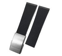 BNCXMO 22Mm 24Mm Braided Silicone Rubber Watchband Replacement for Breitling Avenger Superocean Heritage Watch Strap Braceles/Black 1 Black/24Mm