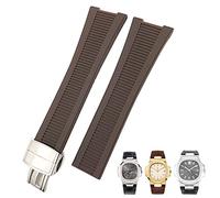 BNCXMO 25mm Notch Shape Rubber Silicone Watch Strap Waterproof Watch Bands For PATEK PHILIPPE Nautilus Men Bracelet (Color : 10mm Gold Clasp, Size : 25mm)
