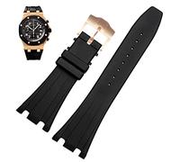 BNCXMO 28mm Black Soft Silicone Rubber Watch Strap Bracelet Wristband for AP Royal Oak Watchband Belt 40mm 42mm (Color : A- Black Gold, Size : 28mm)