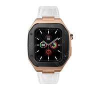 BNCXMO 44mm Leather Strap Modification Kit for Band 8 Case 7 45mm Mod Metal Case Bezel Strap for IWatch Series 8 7 SE 6 5 4