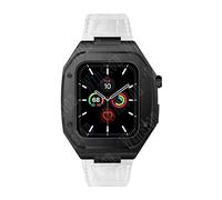 BNCXMO 44mm Leather Strap Modification Kit for Band 8 Case 7 45mm Mod Metal Case Bezel Strap for IWatch Series 8 7 SE 6 5 4
