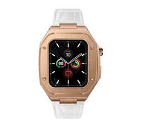 BNCXMO 44mm Leather Strap Modification Kit for Band 8 Case 7 45mm Mod Metal Case Bezel Strap for IWatch Series 8 7 SE 6 5 4