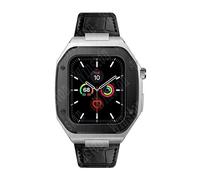 BNCXMO 44mm Leather Strap Modification Kit for Band 8 Case 7 45mm Mod Metal Case Bezel Strap for IWatch Series 8 7 SE 6 5 4