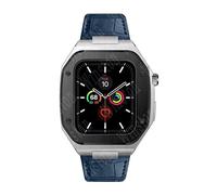 BNCXMO 44mm Leather Strap Modification Kit for Band 8 Case 7 45mm Mod Metal Case Bezel Strap for IWatch Series 8 7 SE 6 5 4