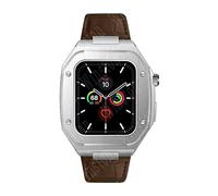 BNCXMO 44mm Leather Strap Modification Kit for Band 8 Case 7 45mm Mod Metal Case Bezel Strap for IWatch Series 8 7 SE 6 5 4