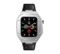 BNCXMO 44mm Leather Strap Modification Kit for Band 8 Case 7 45mm Mod Metal Case Bezel Strap for IWatch Series 8 7 SE 6 5 4