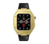 BNCXMO 44mm Leather Strap Modification Kit for Band 8 Case 7 45mm Mod Metal Case Bezel Strap for IWatch Series 8 7 SE 6 5 4