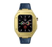 BNCXMO 44mm Leather Strap Modification Kit for Band 8 Case 7 45mm Mod Metal Case Bezel Strap for IWatch Series 8 7 SE 6 5 4