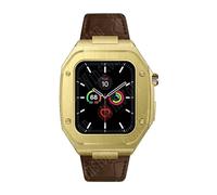 BNCXMO 44mm Leather Strap Modification Kit for Band 8 Case 7 45mm Mod Metal Case Bezel Strap for IWatch Series 8 7 SE 6 5 4