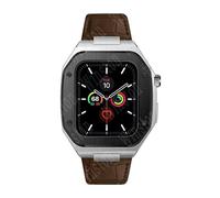 BNCXMO 44mm Leather Strap Modification Kit for Band 8 Case 7 45mm Mod Metal Case Bezel Strap for IWatch Series 8 7 SE 6 5 4
