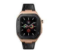 BNCXMO 44mm Leather Strap Modification Kit for Band 8 Case 7 45mm Mod Metal Case Bezel Strap for IWatch Series 8 7 SE 6 5 4