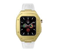 BNCXMO 44mm Leather Strap Modification Kit for Band 8 Case 7 45mm Mod Metal Case Bezel Strap for IWatch Series 8 7 SE 6 5 4