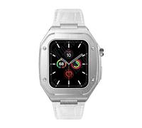 BNCXMO 44mm Leather Strap Modification Kit for Band 8 Case 7 45mm Mod Metal Case Bezel Strap for IWatch Series 8 7 SE 6 5 4