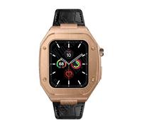 BNCXMO 44mm Leather Strap Modification Kit for Band 8 Case 7 45mm Mod Metal Case Bezel Strap for IWatch Series 8 7 SE 6 5 4