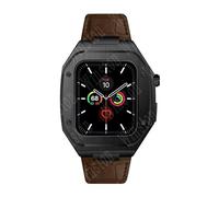 BNCXMO 44mm Leather Strap Modification Kit for Band 8 Case 7 45mm Mod Metal Case Bezel Strap for IWatch Series 8 7 SE 6 5 4