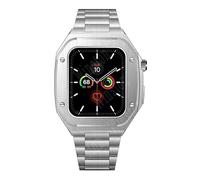 BNCXMO 44mm Leather Strap Modification Kit for Band 8 Case 7 45mm Mod Metal Case Bezel Strap for IWatch Series 8 7 SE 6 5 4