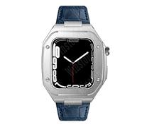 BNCXMO 44mm Leather Strap Modification Kit for Band 8 Case 7 45mm Mod Metal Case Bezel Strap for IWatch Series 8 7 SE 6 5 4