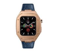 BNCXMO 44mm Leather Strap Modification Kit for Band 8 Case 7 45mm Mod Metal Case Bezel Strap for IWatch Series 8 7 SE 6 5 4