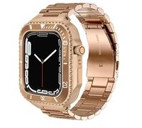 BNCXMO 45mm Modification Kit for Band 8 Case Mod Kit 44mm Steel Metal Case Bezel Silicone Strap for IWatch 8 Series 7 6 5 4