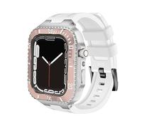 BNCXMO 45mm Modification Kit for Band 8 Case Mod Kit 44mm Steel Metal Case Bezel Silicone Strap for IWatch 8 Series 7 6 5 4