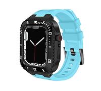 BNCXMO 45mm Modification Kit for Band 8 Case Mod Kit 44mm Steel Metal Case Bezel Silicone Strap for IWatch 8 Series 7 6 5 4