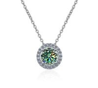 BNCXMO Accessories 1 to 2ct Moissanite Necklaces for Women, D Color Round Cut Yellow/Blue/Pink Diamond Necklaces, Pendant Necklaces