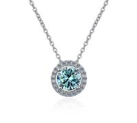 BNCXMO Accessories 1 to 2ct Moissanite Necklaces for Women, D Color Round Cut Yellow/Blue/Pink Diamond Necklaces, Pendant Necklaces