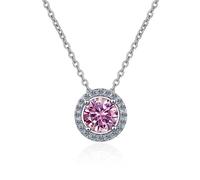 BNCXMO Accessories 1 to 2ct Moissanite Necklaces for Women, D Color Round Cut Yellow/Blue/Pink Diamond Necklaces, Pendant Necklaces